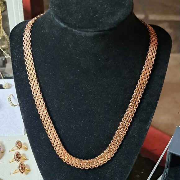 Bismark Chain In 14kt Rose Gold Vermeil Over 925 Sterling Silver Necklace - Picture 1 of 8